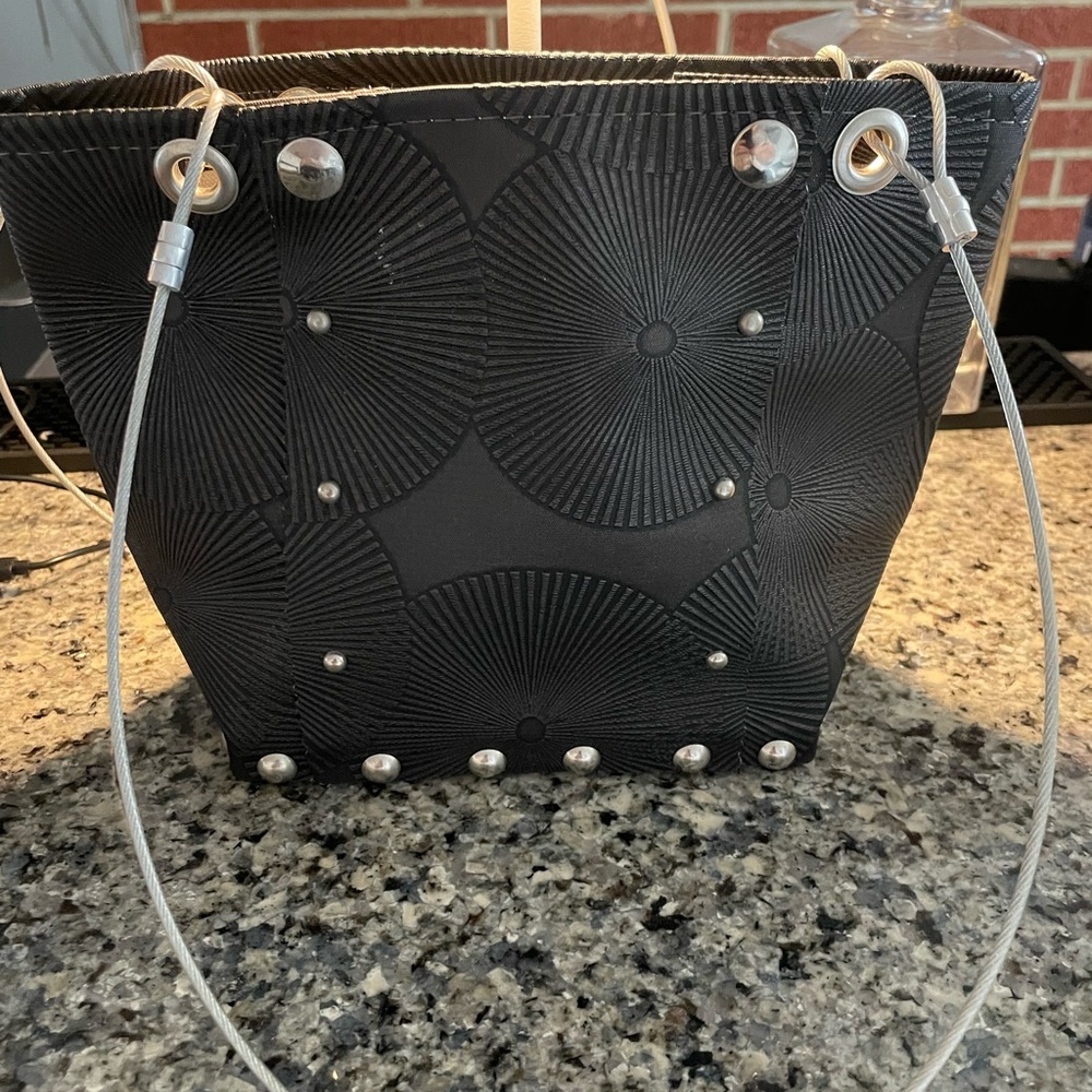 Hardware by Renee small tote in black with silver hardware